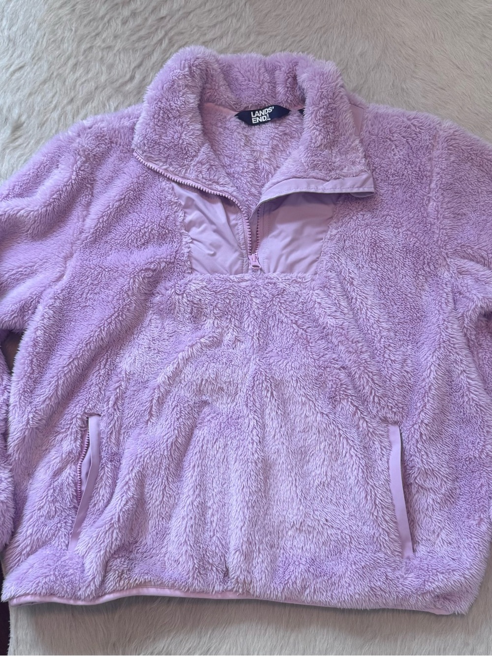 Lands End Lavender Sherpa Pullover Jacket size small